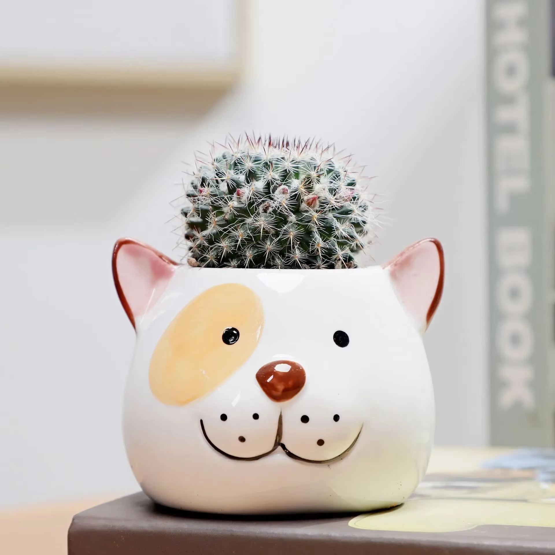 1Pcs Nordic Style Ceramic Animal Flower Pot Cartoon Bear Cat Cow Head Mini Pot Succulents Plants Bonsai Pots Home Decoration